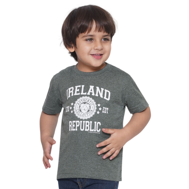 Ireland Stamps Stars Kids T Shirt- Forest Green Melange